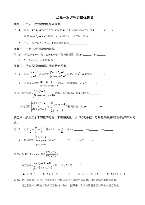 二元一次方程组培优