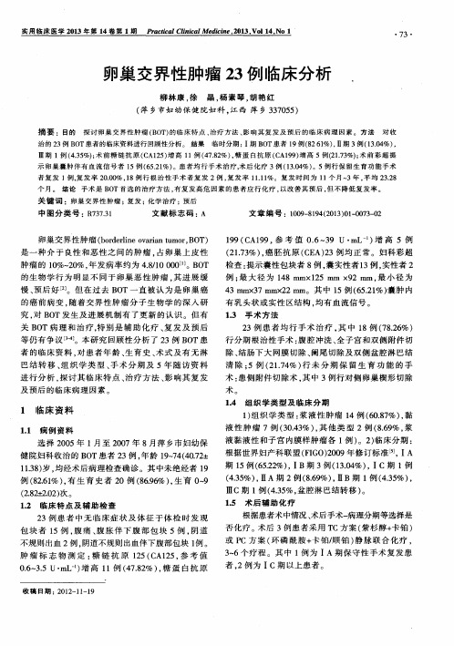卵巢交界性肿瘤23例临床分析