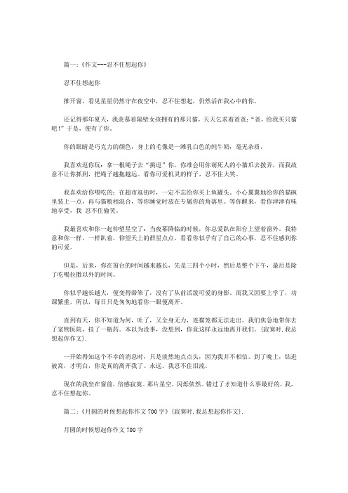 寂寞时我总想起你作文