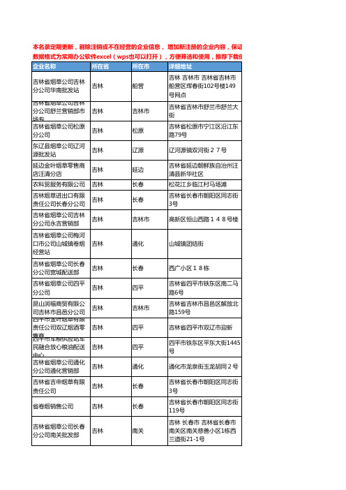 2020新版吉林省烟草工商企业公司名录名单黄页联系方式大全503家