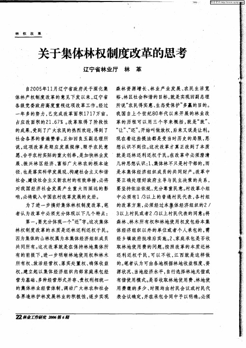关于集体林权制度改革的思考