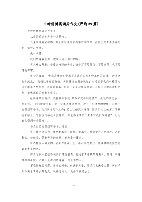 中考拼搏类满分作文(严选39篇)