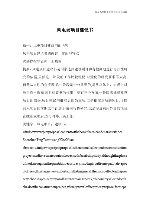 风电场项目建议书