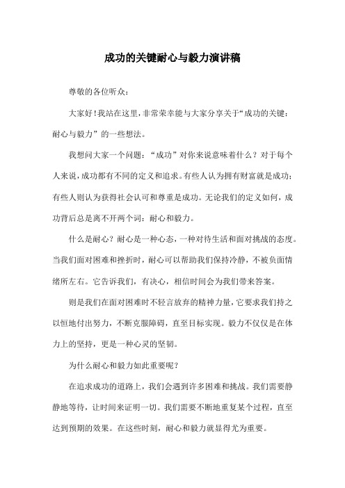 成功的关键耐心与毅力演讲稿
