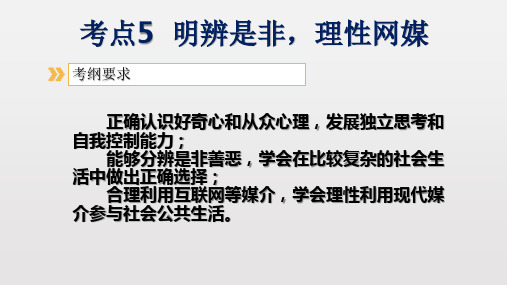 2019年中考道德与法治考点 明辨是非,理性网媒(共18张PPT)