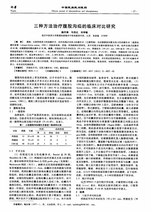 三种方法治疗腹股沟疝的临床对比研究