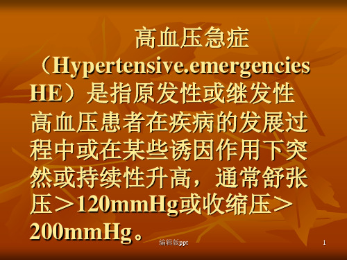 高血压危象诊断及治疗PPT课件