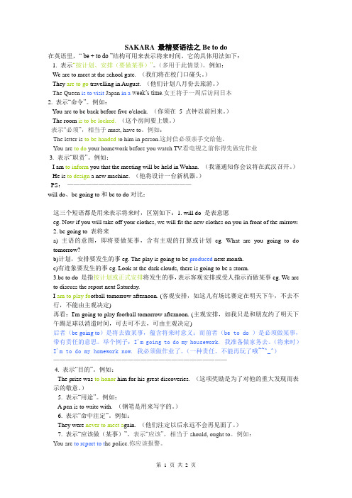 SAKARA精要语法之Be to do