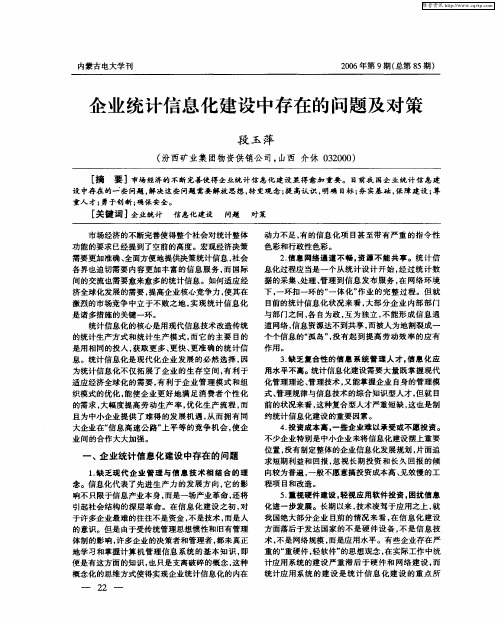 企业统计信息化建设中存在的问题及对策