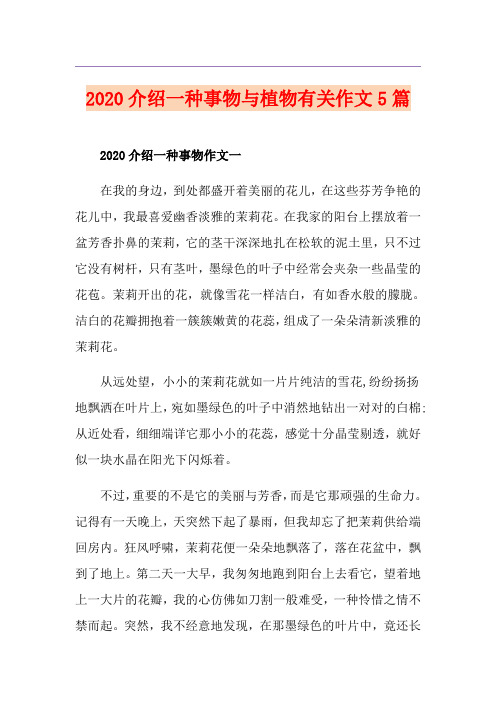 介绍一种事物与植物有关作文5篇