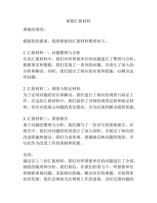 督察汇报材料