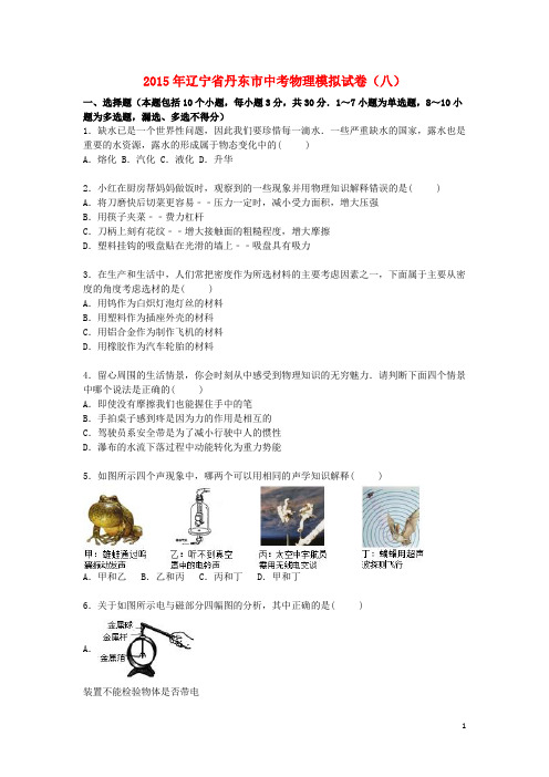 辽宁省丹东市中考物理模拟试卷(八)(含解析)