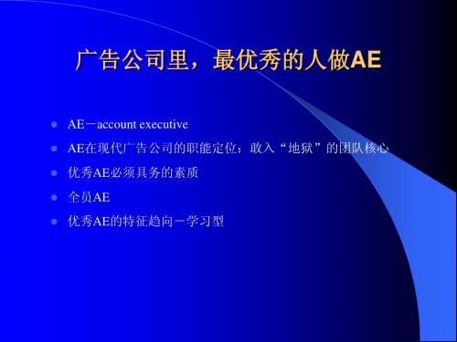 广告公司AE概述