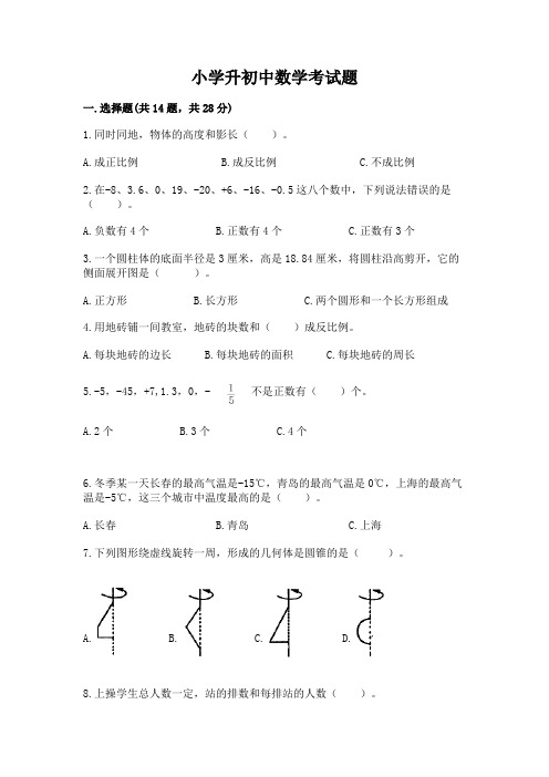 小学升初中数学考试题及答案(名校卷)