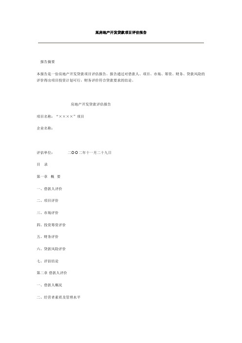 某房地产开发贷款项目评估报告.doc