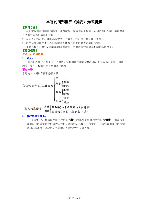 北京四中七年级上册数学丰富的图形世界(提高)知识讲解