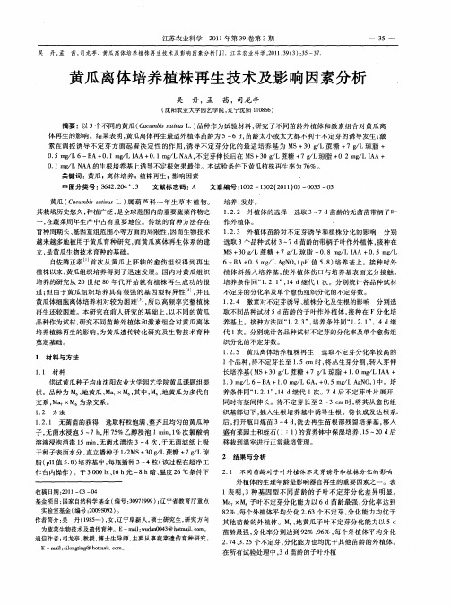 黄瓜离体培养植株再生技术及影响因素分析