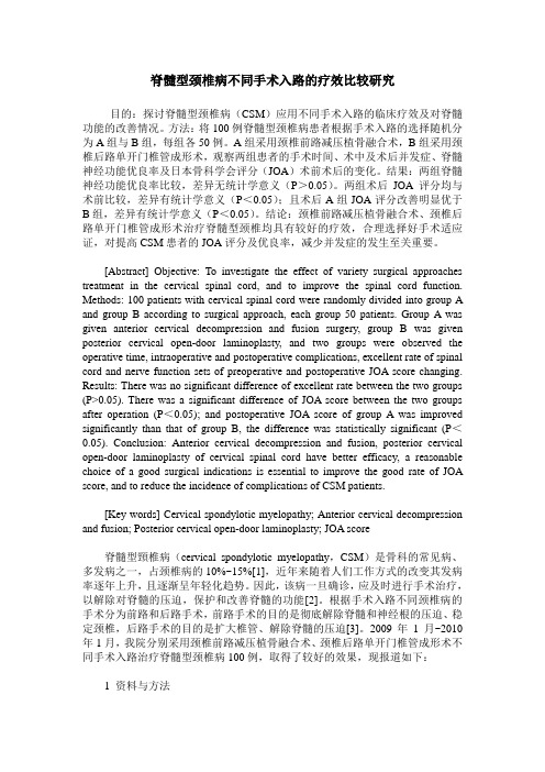 脊髓型颈椎病不同手术入路的疗效比较研究