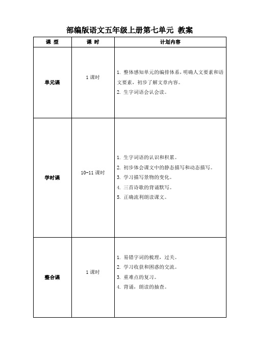 部编版语文五年级上册第七单元 教案