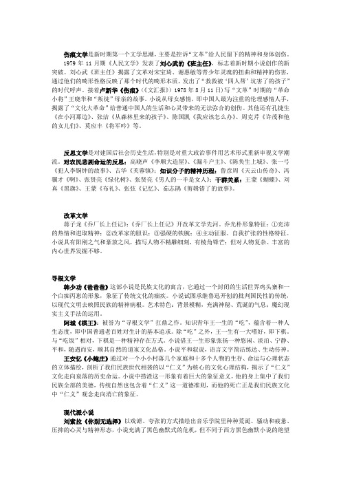 80年代小说作家作品