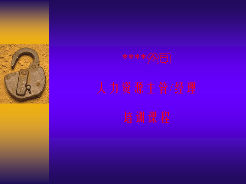 适用对人力资源主管(经理)的培训课件