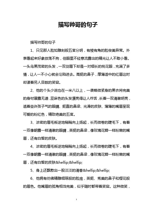 描写帅哥的句子