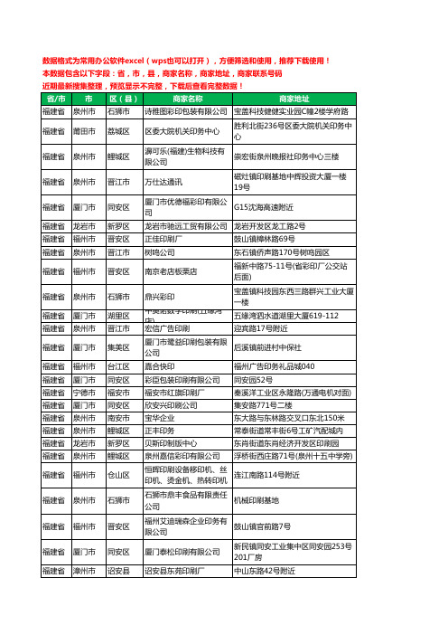 2020新版福建省印刷工商企业公司商家名录名单黄页联系电话号码地址大全2478家