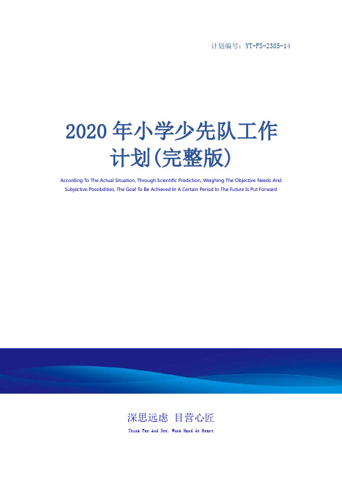 2020年小学少先队工作计划(完整版)