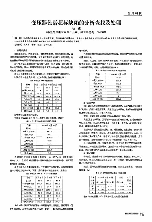 变压器色谱超标缺陷的分析查找及处理