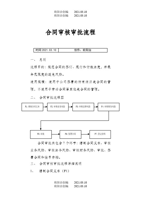 合同审核审批流程之欧阳治创编