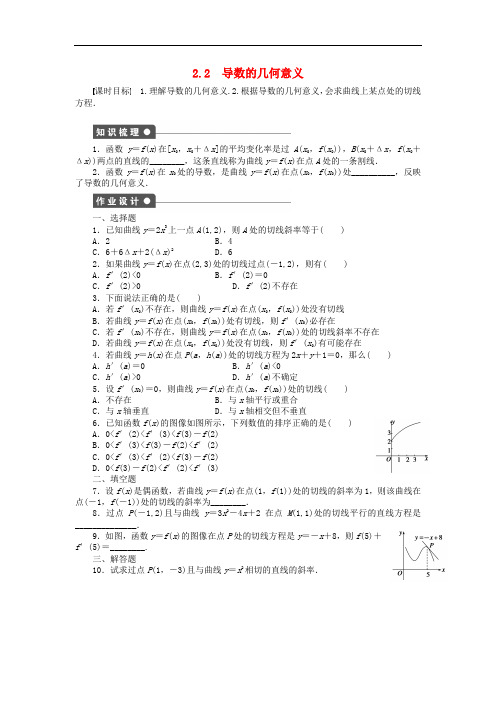 【高中数学】【 学案导学设计】高中数学 2.2.2 导数的几何意义课时作业 北