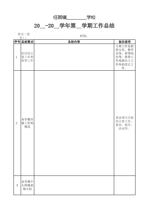 个人工作总结样表
