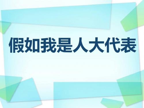 假如我是人大代表
