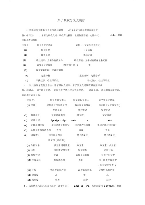 原子吸收光谱法练习习题及标准答案.docx