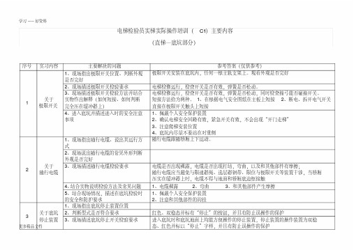 电梯检验员实梯实际操作培训(c1含全部内容)说课材料