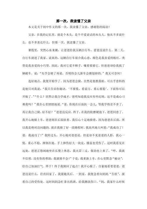 那一次,我读懂了父亲_初中作文