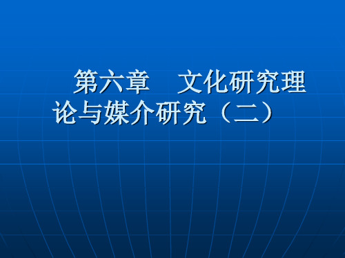 第六章 文化研究理论与媒介研究
