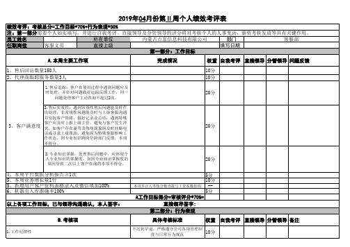 员工周绩效考核表(客服)