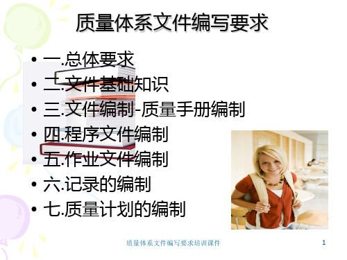 质量体系文件编写要求培训课件