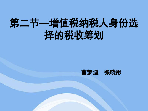 纳税人身份选择的税收筹划【精选】