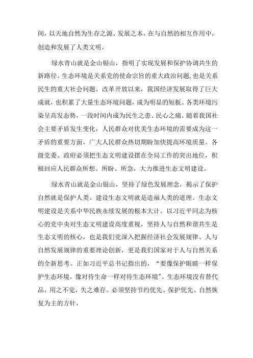 绿水青山就是金山银山发展理念研讨发言2篇