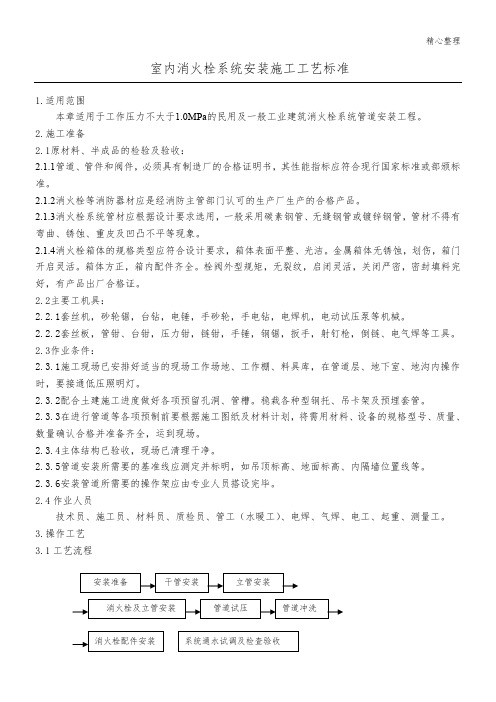 室内消火栓系统安装施工工艺标准