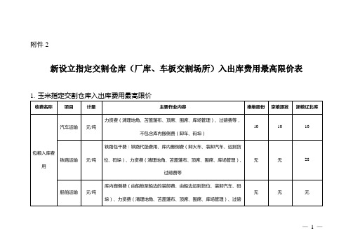 入出库费用最高限价表