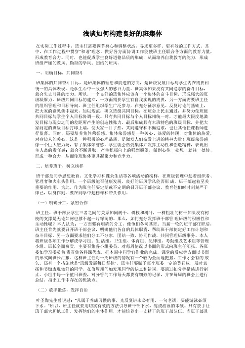 浅谈如何构建良好的班集体