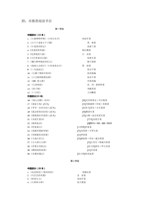 盐城市推荐书目和必背古诗文