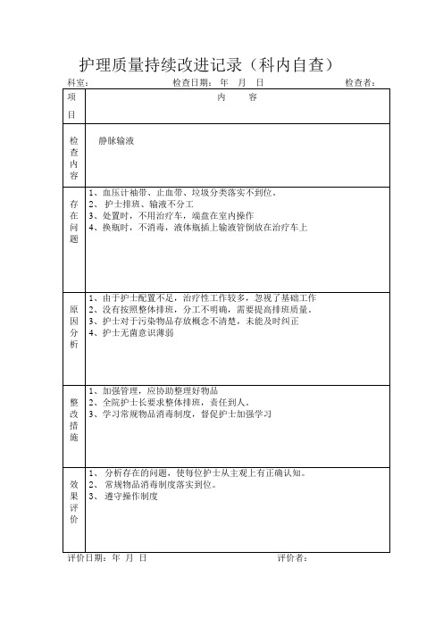 护理质量持续改进记录(护理文书)