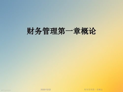 财务管理第一章概论