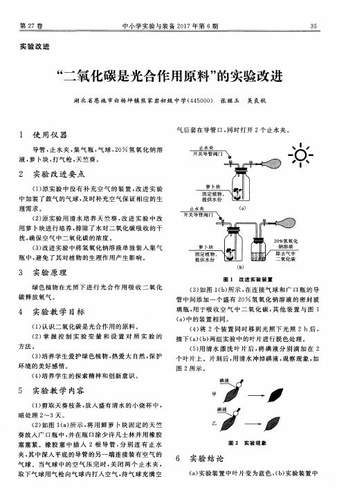 “二氧化碳是光合作用原料”的实验改进