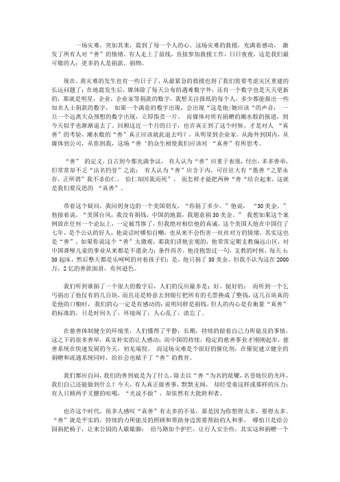 善心是真善 辩论材料