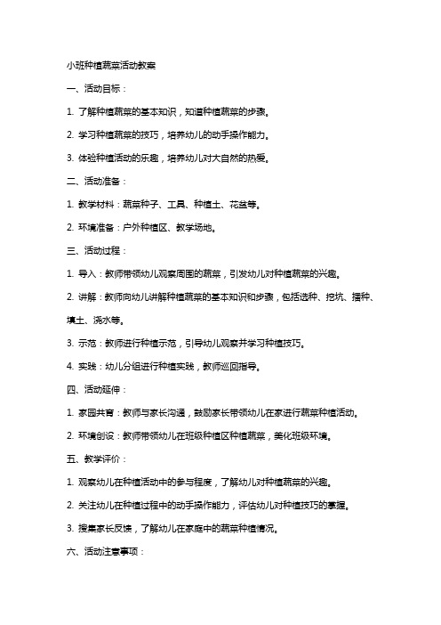 小班种植蔬菜活动教案
